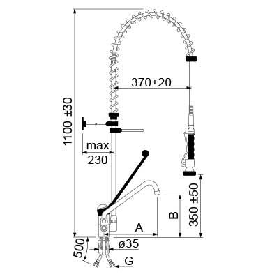 Servicebruser CLASSIC Arm lang Keramikpatron ø40mm Armatur Udløbslængde 200mm Tilslutning 1/2