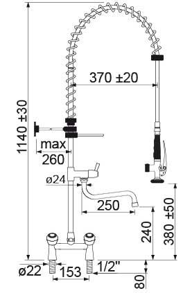 pre-rinse unit with bridge mixer tap tap head 1/2