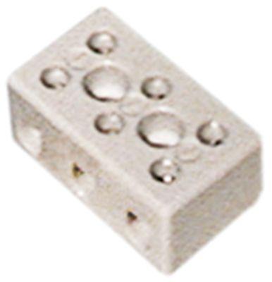 Porcelænklemme LA 10mm H 17mm L 31mm B 24mm 3-polet 10mm² BA 16mm maks 450V maks. 15A