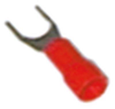 Gaffelkabelsko Cu gal Sn rød T.maks. 75°C 0,5-1,5mm² Størrelse M4 ø4,3mm Isolering PVC