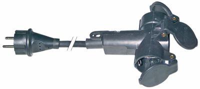 Forlængelse 15mm² 3-polet sort 3x kobling CEE7/4 type F 5m maks 250V Isolering Gummi