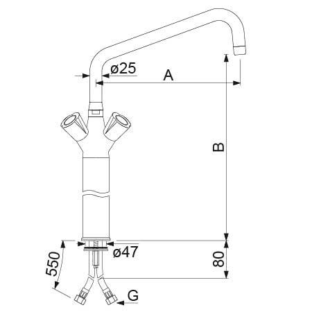 Et-huls blandingsbatteri INOX Greb Fedtkammeroverdel 3/4