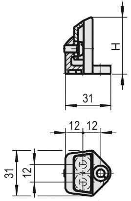 Lukkemekanisme Zink trykstøbning H 40mm L 31mm B 31mm BA 12mm Køleenheder