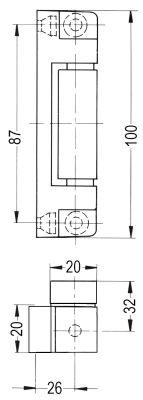 Kanthængsel L 100mm B 20mm BA 87/87mm uden løft/med fjeder Anslag venstre/højre