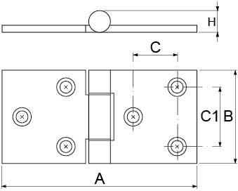 Hængsel CNS H 125mm L 112mm B 60mm Materialestyrke 25mm Hul ø 5mm BA 28mm