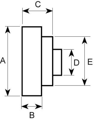 Løberulle Rulle ø 24mm 6mm Samlet længde 9mm Keramik A 24mm B 6mm C 9mm D 6mm E 10mm