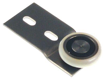 Løberulle Rulle ø 28mm 6mm CNS/nylon H 5mm L 62mm BA 25/45mm med holder IP oppe Leje Glideleje