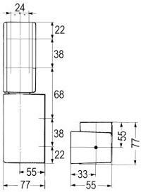 Kanthængsel L 188mm B 77mm BA 38mm uden stigning Anslag venstre/højre Serie G 930