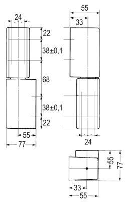 Kanthængsel L 188mm B 77mm BA 38mm uden stigning Anslag venstre/højre Serie G 935