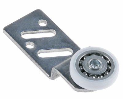 Løberulle Rulle ø 25mm 6mm CNS/nylon H 13mm L 68mm BA 40/50mm med holder IP foran Leje Kugleleje