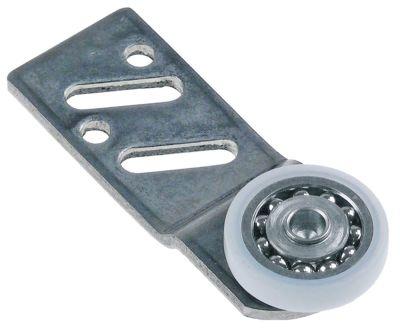 Løberulle Rulle ø 25mm 6mm CNS/nylon H 7mm L 68mm BA 40/50mm med holder IP bagerst