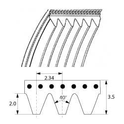 Kilerem med ribber L 508mm B 37mm Ribber 16 Profil J