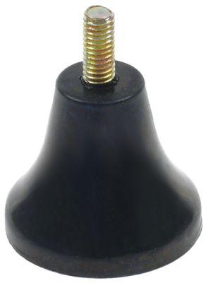 Apparatfod Gevind M6 Gummi ø 36mm sort H 30mm Gevind L 14mm