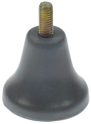 Apparatfod Gevind M6 Gummi ø 36mm grå H 30mm Gevind L 14mm