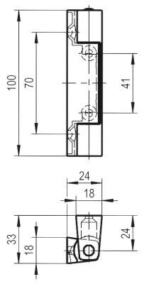 Kanthængsel Zink trykstøbning L 100mm B 24mm BA 41/70mm uden stigning Køleenheder
