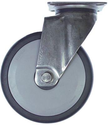 Styrerulle Pladefastgørelse LA 61x51mm H 158mm ø 125mm Hjulbredde 32mm Hus Rustfrit stål