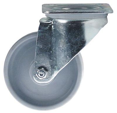 Styrerulle Pladefastgørelse LA 60x78mm H 128mm ø 100mm Hjulbredde 32mm Hus Stålplade galvaniseret