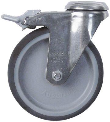 Styrerulle med komplet låseanordning ø 125mm Bolthul ø13,0 mm Hul ø 13mm Hus CNS Bæreevne 120kg