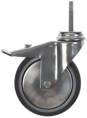 Styrerulle ø 125mm Hus CNS Bæreevne 100kg Taphøjde 63mm Tap-ø M10mm Leje Glideleje
