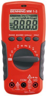 Multimeter MM 1-3 Auto-område og/eller manuel 1Hz-20MHz 0,1mV-750V 0,1mV-1000V