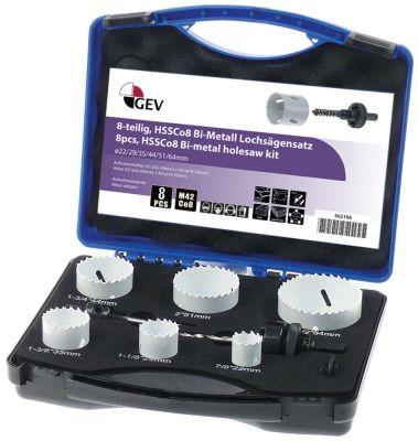 Hulsavsæt Bi-metal ø 22/29/35/44/51/64mm med fin fortanding Sanitær teknik 8 dele