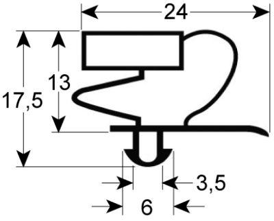 Pakninger til køl Profil 9012 B 657mm L 747mm Stikmål Låge/glaslåge