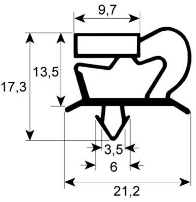 Pakninger til køl Profil 9048 B 262mm L 372mm Stikmål Skuffe Størrelse 1/2